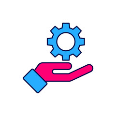 Poster - Filled outline Settings in the hand icon isolated on white background. Vector
