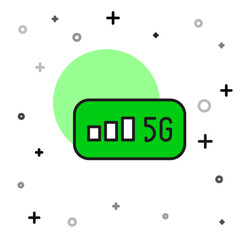 Sticker - Filled outline 5G new wireless internet wifi connection icon isolated on white background. Global network high speed connection data rate technology. Vector