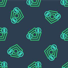 Poster - line financial growth increase icon isolated seamless pattern on blue background. increasing revenue