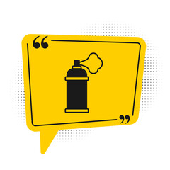 Poster - Black Paint spray can icon isolated on white background. Yellow speech bubble symbol. Vector