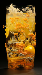 Canvas Print - A glass of cold lemonade with water dripping from the glass,