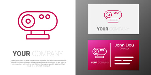 Poster - Logotype line Web camera icon isolated on white background. Chat camera. Webcam icon. Logo design template element. Vector