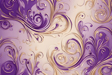 Abstract Background With Swirls Purple And Golden, Created With Generative Ai