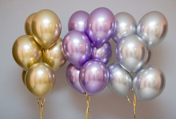 Wall Mural - chrome balloons in the birthday room