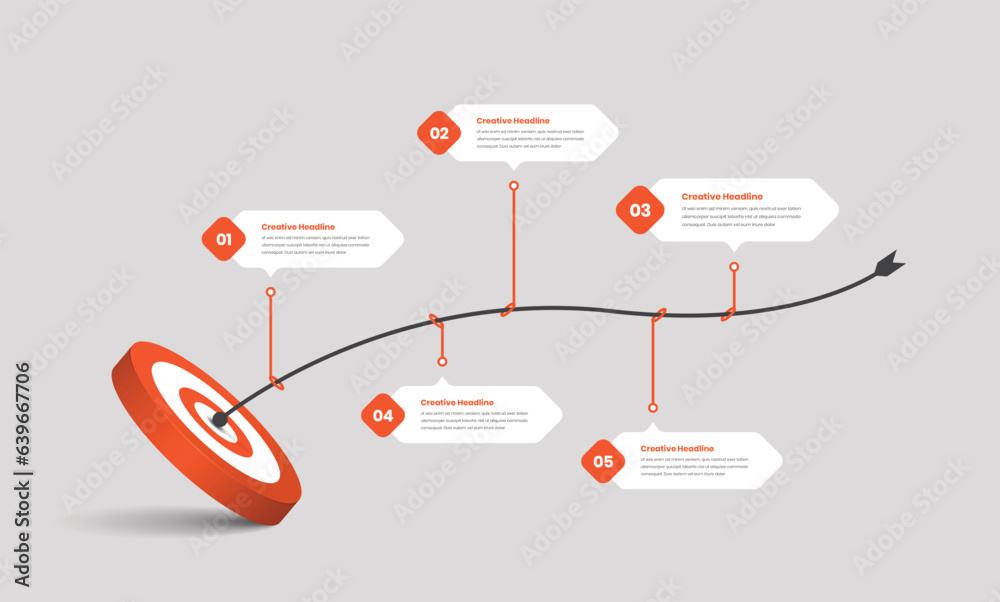 Business target and strategy presentation step infographic template ...