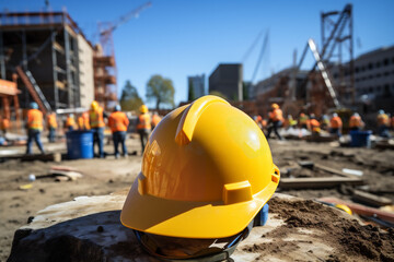 Safety helmet on a construction site