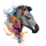 Fototapeta Zwierzęta - A Multicolored Fantasy Zebra in Abstract Splendor