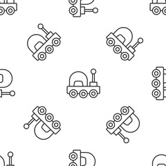 Canvas Print - Grey line Mars rover icon isolated seamless pattern on white background. Space rover. Moonwalker sign. Apparatus for studying planets surface. Vector