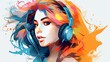 © Suleyman - A portrait of a woman wearing a pair of headphones and a human face, drawn in a vector style.