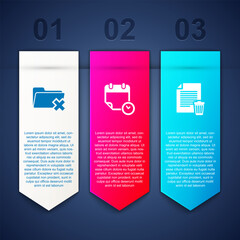 Poster - set delete folder, calendar and clock and file document. business infographic template. vector
