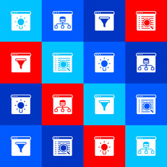 Poster - Set Browser window, Server, Data, and Search engine icon. Vector