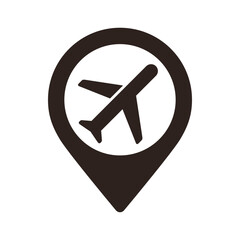 Airport map pin. Airport location pin. GPS airport location symbol for apps and websites