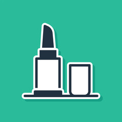 Sticker - Blue Lipstick icon isolated on green background. Vector