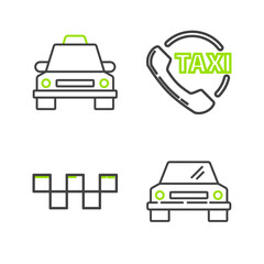 Poster - Set line Car, Taxi car roof, call telephone service and icon. Vector