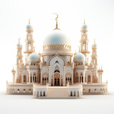 Fototapeta Kosmos - 3D model of a small palace with Middle eastern architecture isolated on a white background. Applying architectural elements such as famous minarets and domes.