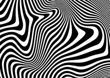 Abstract Op Art Texture With Wavy Stripes. Creative Background With Distorted Lines. Striped Diagonal Lines, Design With Distortion, Vector Template