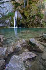 Wall Mural - Beautiful Belabarze Waterfall in the Roncal Valley near Isaba, Navarra, Spain