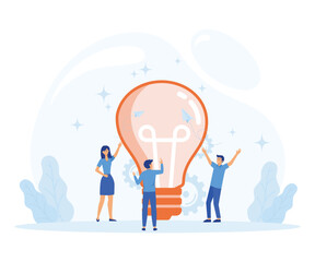 find idea concept. people try to find best idea. working together in the company, brainstorming. flat vector modern illustration