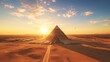 Egyptian pyramids on a sunset. The Great Pyramids Silhouette