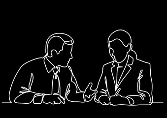 Poster - continuous line drawing vector illustration with fully editable stroke of business professional peop