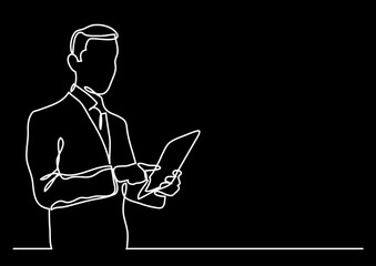 Poster - continuous line drawing vector illustration with FULLY EDITABLE STROKE of business professional people at work as a business concept background