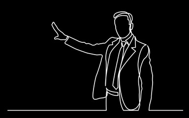 Poster - continuous line drawing vector illustration with FULLY EDITABLE STROKE of  business professional people at work as a business concept background