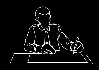 Poster - continuous line drawing vector illustration with fully editable stroke of business professional peop