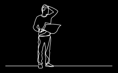 Poster - continuous line drawing vector illustration with fully editable stroke of business professional peop