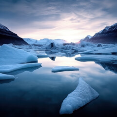 Poster - Glacier at twilight minimalism frozen
