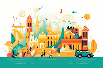 Wall Mural - tour guides lead travelers on memorable journeys, sharing cultural insights, historical facts, and l