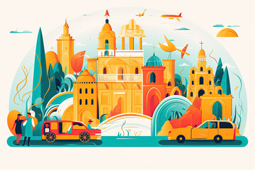 Wall Mural - tour guides lead travelers on memorable journeys, sharing cultural insights, historical facts, and l