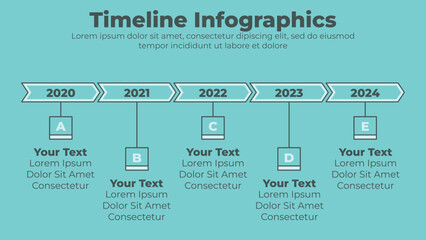 Wall Mural - Abstract elements of graph and timeline diagram with 5 steps infographic