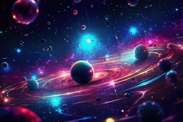 orbit of universe colourful abstract background. generative ai