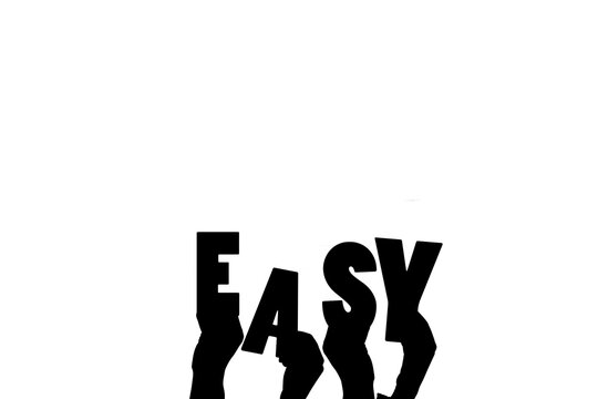 Digital png illustration of hands with easy text on transparent background