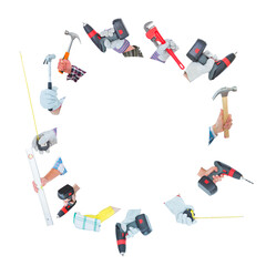 Poster - Digital png photo of hands with tools and copy space on transparent background