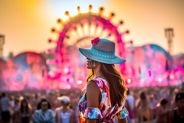 colorful and lively scene from the Coachella Music Festival.Generated with AI