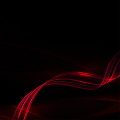 Wall Mural - Wavy abstract red shape, fine mesh texture on black background