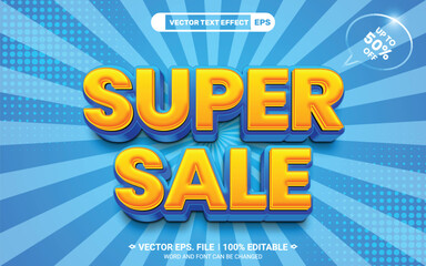 Poster - Super sale offer editable 3d vector text effect