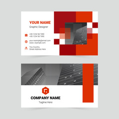 Wall Mural - Red geometric minimalist business card template