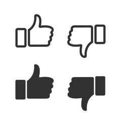 Thumbs up and thumbs down vector icon. Set of thumb up and down icons, vector illustration