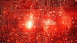 background red computer board chip, overheating computer processor energy, abstract generated form