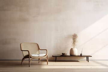 Luxurious minimalist living room in beige