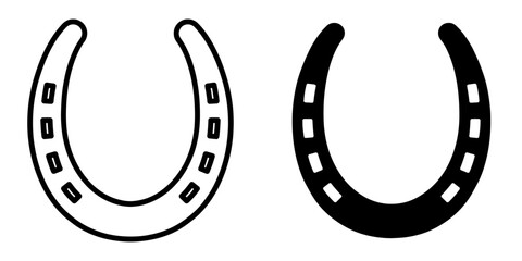 Poster - ofvs456 OutlineFilledVectorSign ofvs - horseshoe vector icon . horse shoe sign . isolated transparent . black outline and filled version . AI 10 / EPS 10 / PNG . g11797