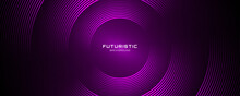 3D Purple Techno Abstract Background Overlap Layer On Dark Space With Glowing Circle Lines Decoration. Modern Graphic Design Element Future Style Concept For Banner, Flyer, Card, Or Brochure Cover