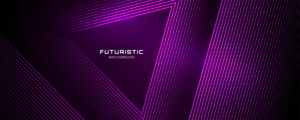 3D purple techno abstract background overlap layer on dark space with glowing triangle lines decoration. Modern graphic design element future style concept for banner, flyer, card, or brochure cover