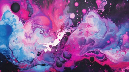 Wall Mural - celestial pink blue abstract cosmic space universe background, fairytale magic card, horizontal bann