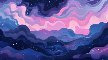 Wall Mural - celestial pink blue abstract cosmic space universe background, fairytale magic card, horizontal bann