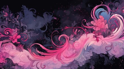 Wall Mural - celestial pink blue abstract cosmic space universe background, fairytale magic card, horizontal bann