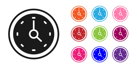 Poster - Black Clock icon isolated on white background. Time symbol. Set icons colorful. Vector