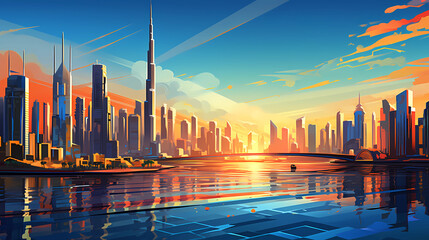 Poster - Illustration of the beautiful city of Dubai. United Arab Emirates